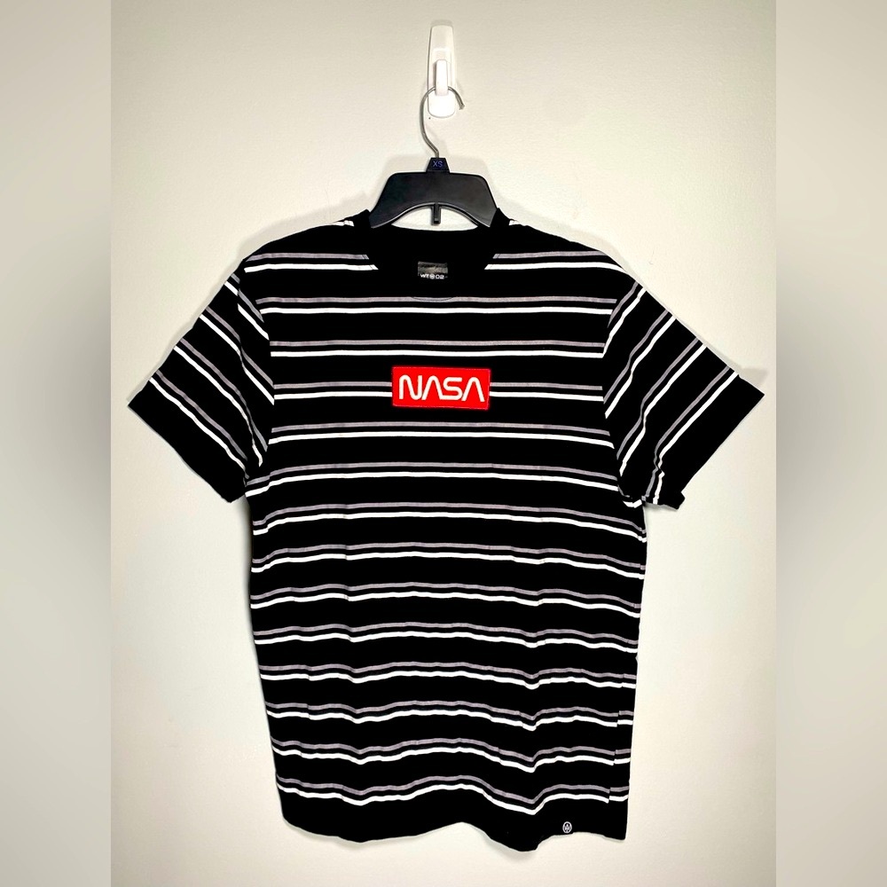 Black and White Striped NASA Tee Short Sleeve